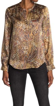 L'AGENCE Bardot Leopard Paisley Silk Blouse at Nordstrom Rack