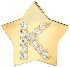 Star-Framed Diamond Initial Earring