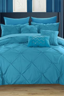 Chic Home Bedding Queen Salvatore Pinch Pleated Comforter 10-Piece Set - Blue at Nordstrom Rack