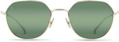 Byres 51mm Polarized Round Sunglasses - Light Gold/ Mirror G15