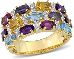 Delmar 18K Yellow Gold Plated Sterling Silver Multi Gemstone Ring at Nordstrom Rack