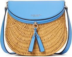 Catch Medium Wicker Crossbody Bag - Blue