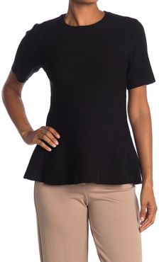 T Tahari Crew Neck Short Sleeve Double Knit Peplum Top at Nordstrom Rack