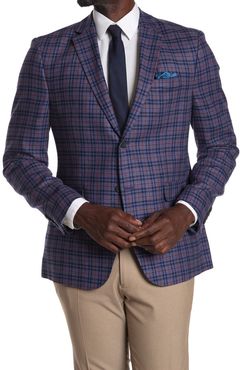 Original Penguin Blue Plaid Two Button Notch Lapel Slim Fit Blazer at Nordstrom Rack