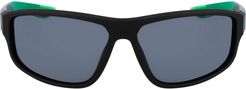 Brazen Fuel 62mm Oversize Wraparound Sunglasses - Matte Black / Grey