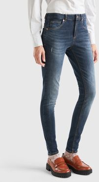 Benetton, Jeans Push Up Skinny Fit, Blu Scuro, Donna