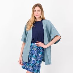 Cardigan a kimono in garza di cotone maniche al gomito