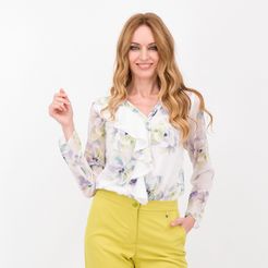 Camicia fantasia in georgette con volants