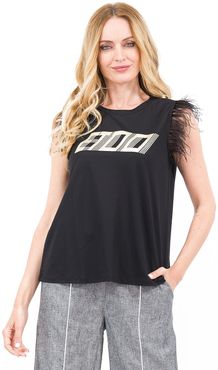 Maglia con piume di struzzo