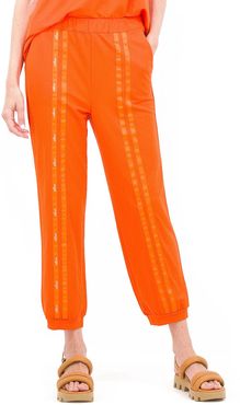 Pantaloni jogger con bande in gros grain