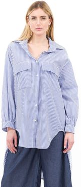 Camicia lunga in misto cotone fantasia