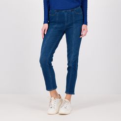 Jeans stretch a gamba dritta con elastico