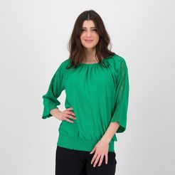 Blusa in tessuto smock con maniche 3/4