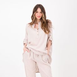 Blusa in tela di cotone con bottoni