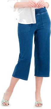 Pantalone ampio in cotone stretch effetto denim