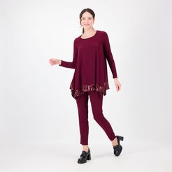 Set 2 pezzi con pantaloni a sigaretta e maglia a punte