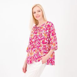 Blusa fantasia in popeline 100% viscosa con ricamo à jour