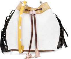 Borsa in pelle patchwork con frange