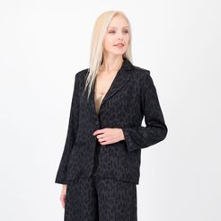 Blazer in raso jacquard leopardato