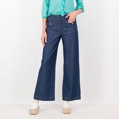 Pantaloni in tela jeans con bottone decorativo