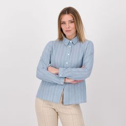 Camicia in cotone a righe con maniche lunghe