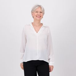 Maglia in crêpe con collo a camicia e maniche lunghe