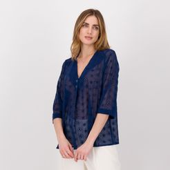 Blusa ricamata a fiori con maniche al gomito