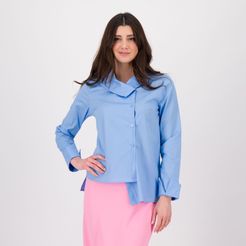 Camicia in cotone stretch con chiusura asimmetrica