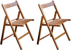 2 sedie pieghevoli in legno di faggio color noce