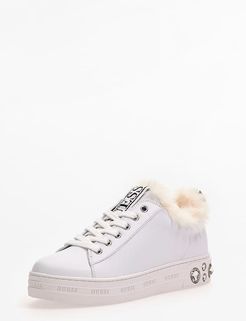 Guess, Donna, Sneaker Rivet Pelliccia Sintetica, Bianco, 35 