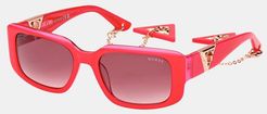 Guess, Donna, Occhiali Da Sole Modello Rettangolare, Rosa, T/U 