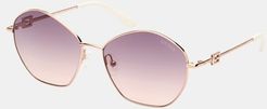 Guess, Donna, Occhiali Da Sole Modello Geometrico, Oro Rosa, T/U 