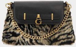 Guess, Donna, Borsa A Spalla Bergen Pelliccia Sintetica, Animalier marrone, T/U 