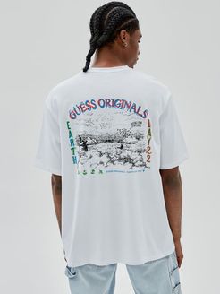 Guess Originals, Uomo, T-Shirt Stampa Posteriore, Bianco, S 