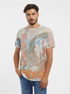 Guess, Uomo, T-Shirt Stampa All Over, Fantasia multicolor, XL 
