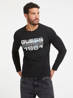 Guess, Uomo, T-Shirt Stretch Logo Frontale, Nero, L 