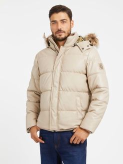 Guess, Uomo, Piumino In Similpelle, Beige, XXL 