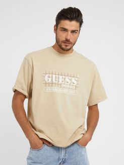 Guess Originals, Uomo, T-Shirt Logo Frontale, Beige, S 