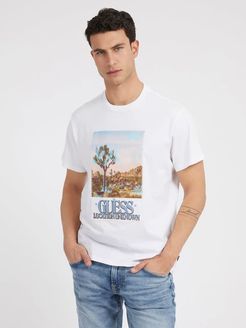 Guess, Uomo, T-Shirt Stampa Frontale Ricamo, Bianco, XL 