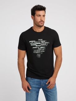 Guess, Uomo, T-Shirt Stampa Frontale, Nero, S 