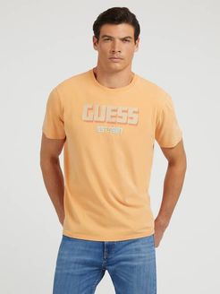 Guess, Uomo, T-Shirt Logo Ricamato, arancione, XL 