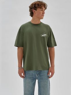 Guess Originals, X, T-Shirt Con Logo Frontale E Posteriore, Verde, Uomo 