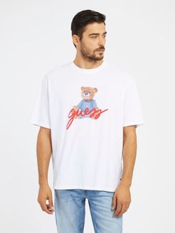 Guess, Uomo, T-Shirt Logo Frontale, Bianco, XL 