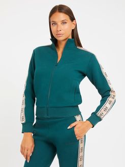 Guess, Donna, Felpa Con Banda Logata Laterale, Verde, Uomo 