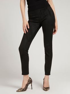 Guess, Donna, Legging Simil Pelle Scamosciata, Nero, L 