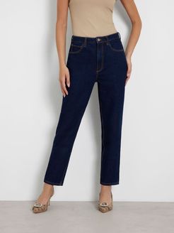 Guess, Donna, Mom Jeans, Blu scuro, 26 
