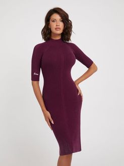 Guess, Donna, Abito Midi In Maglia Di Lurex, Viola, L 