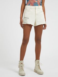 Guess, Donna, Shorts Con Stampa, Bianco, 29 