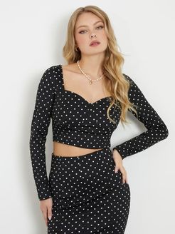 Guess, Donna, Top Con Stampa A Pois, Pois nero, XXL 
