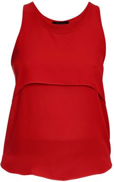 Red Layered Chiffon Top From Recycled Polyester